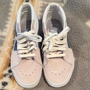 Vans Women's Light Pink and White Sneakers